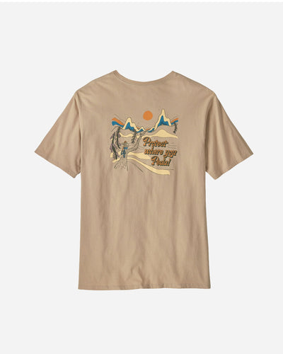 M's Protect Pedal Organic T-Shirt - Oar Tan - Patagonia - Munkstore.dk