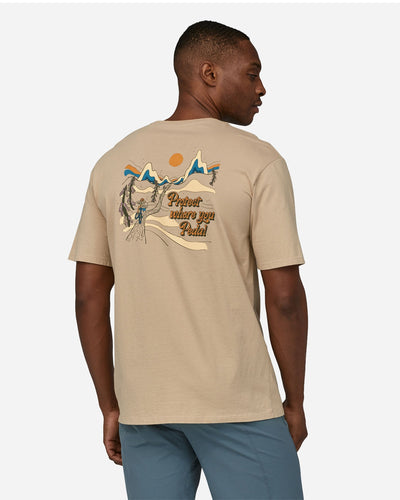 M's Protect Pedal Organic T-Shirt - Oar Tan - Patagonia - Munkstore.dk