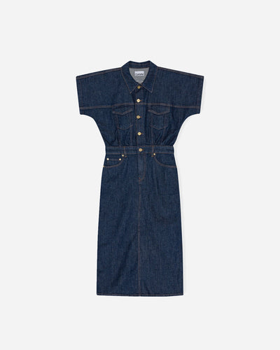 Rinse Stitch Denim Midi Dress - Rinse