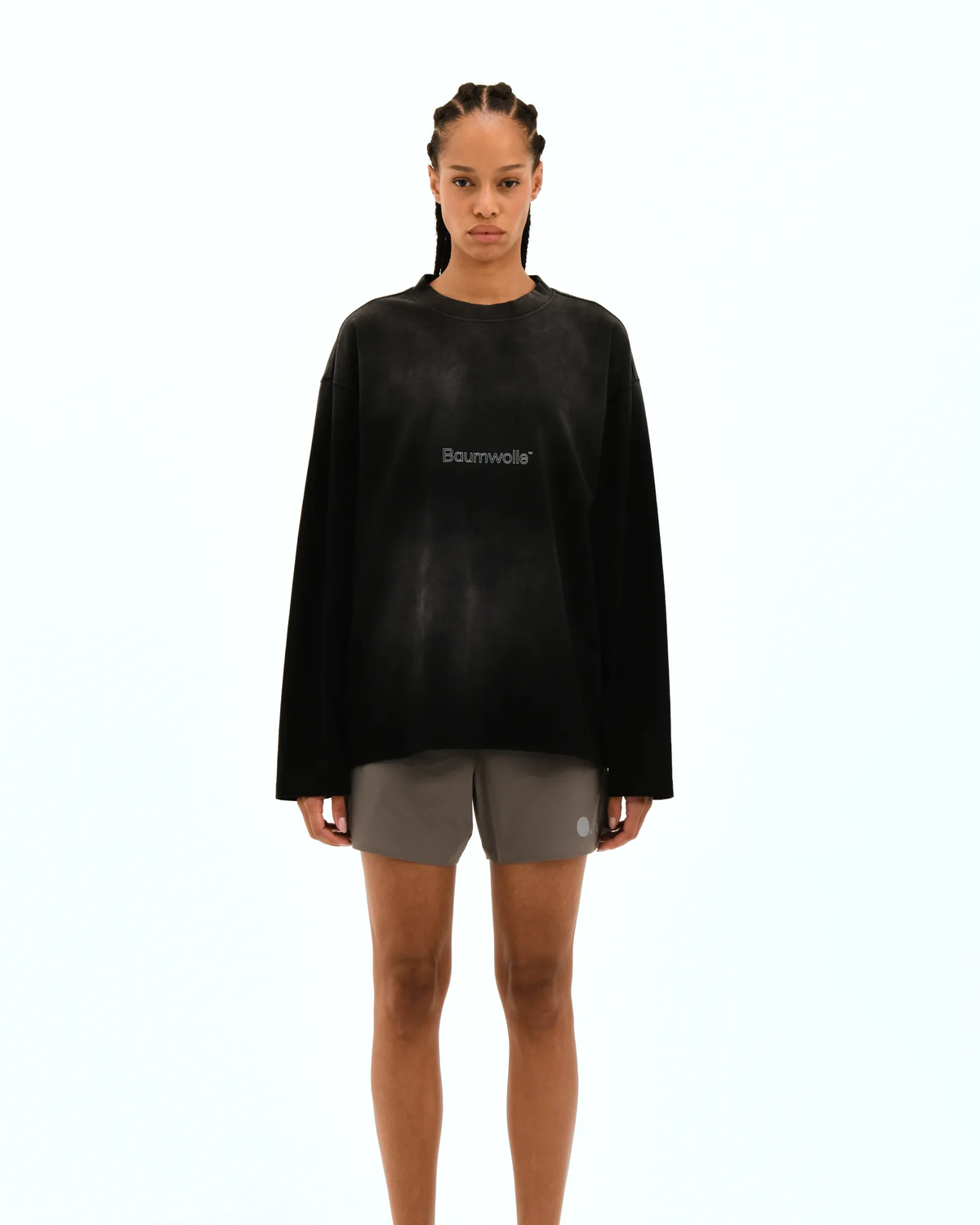 Baumwolle Longsleeve - Washed Black