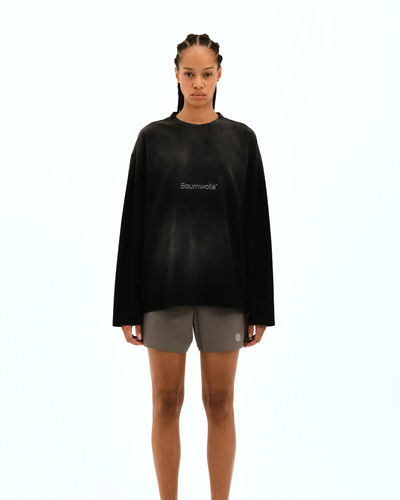 Baumwolle Longsleeve - Washed Black