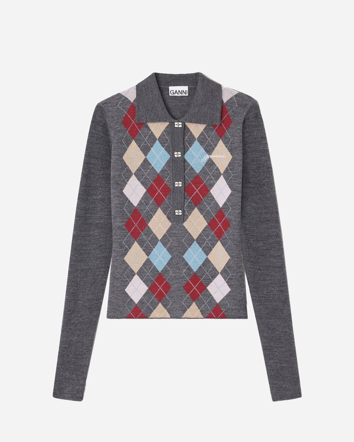 Fine Merino Jacquard Polo - Paloma