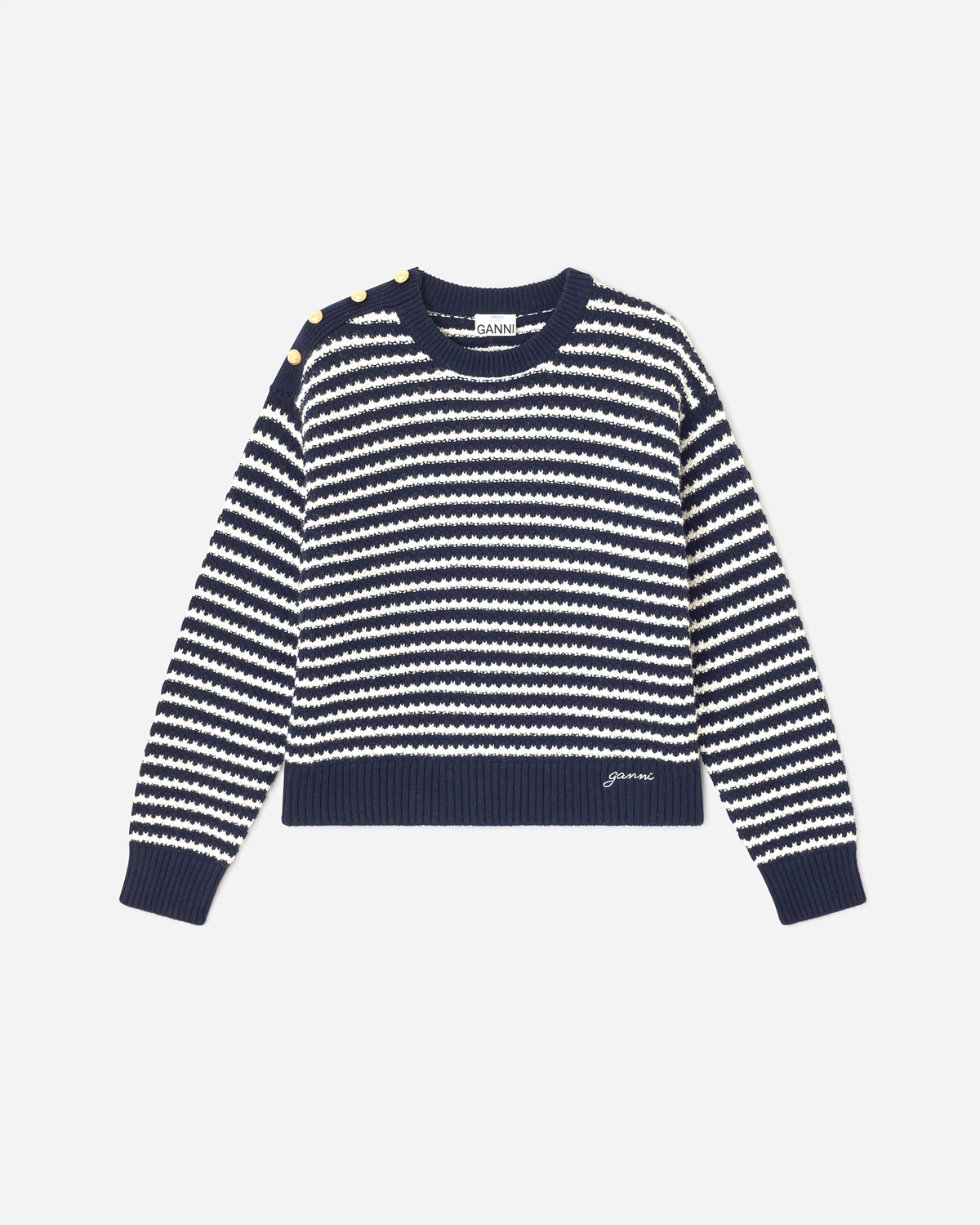 Cotton Wool Stripe Sweater - Sky Captain