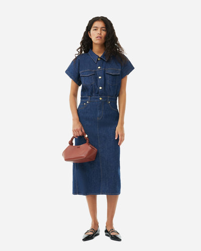 Rinse Stitch Denim Midi Dress - Rinse
