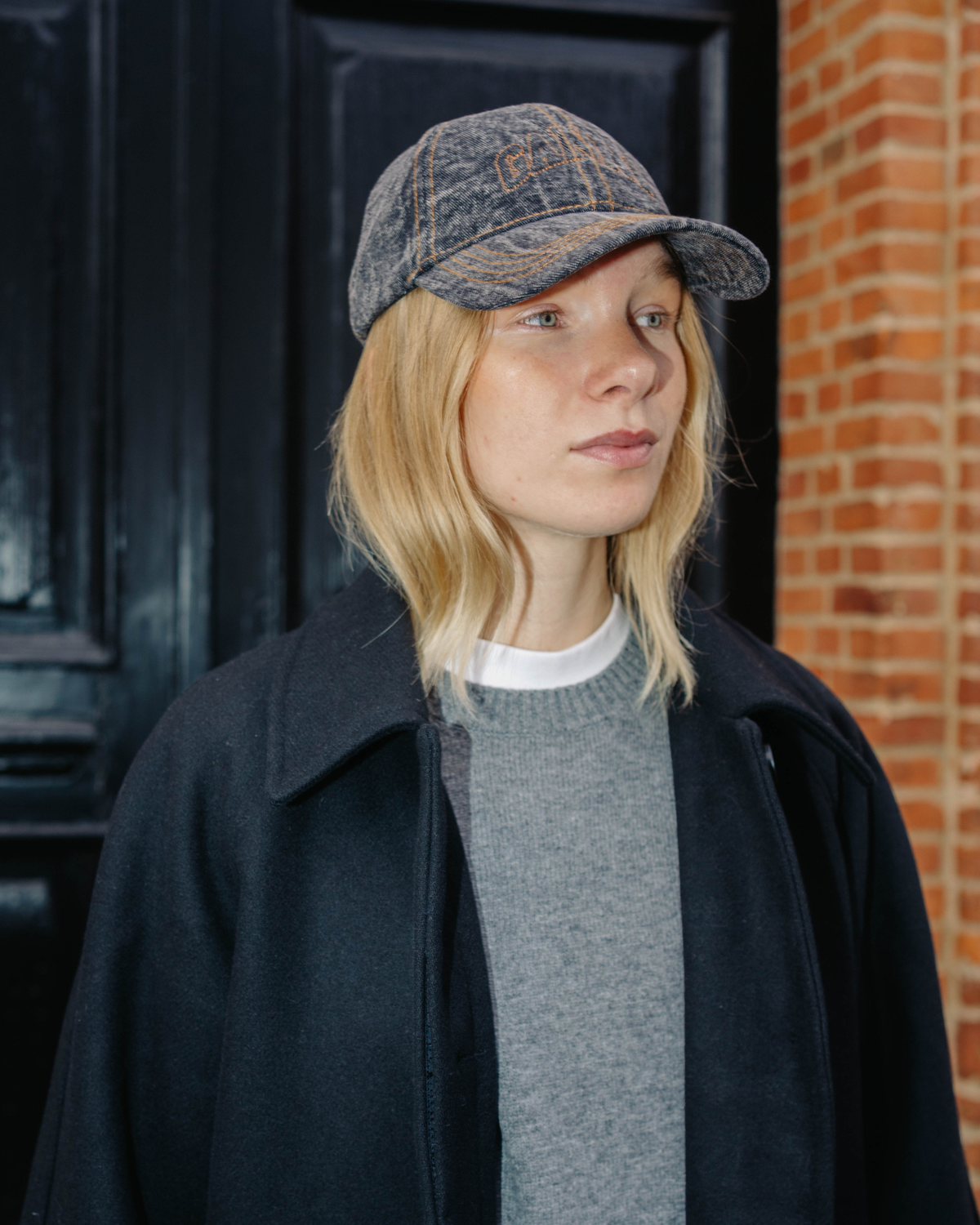 Denim Cotton Washed Cap - Washed Black/Black