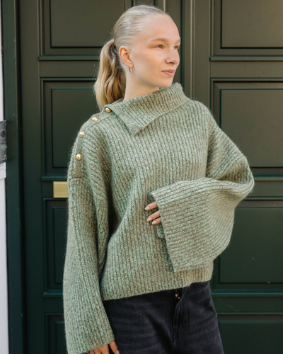 Melange Brushed Mohair Oversized Sweater - Nile