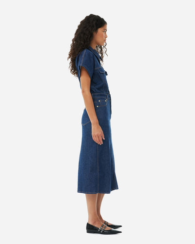 Rinse Stitch Denim Midi Dress - Rinse
