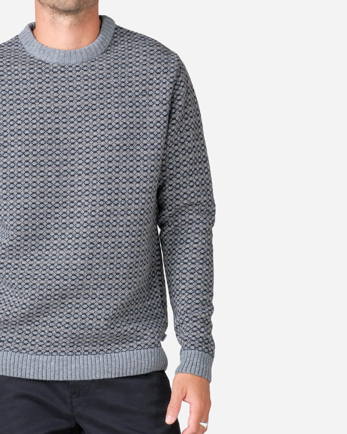 Asger knit - Light grey/black/taupe