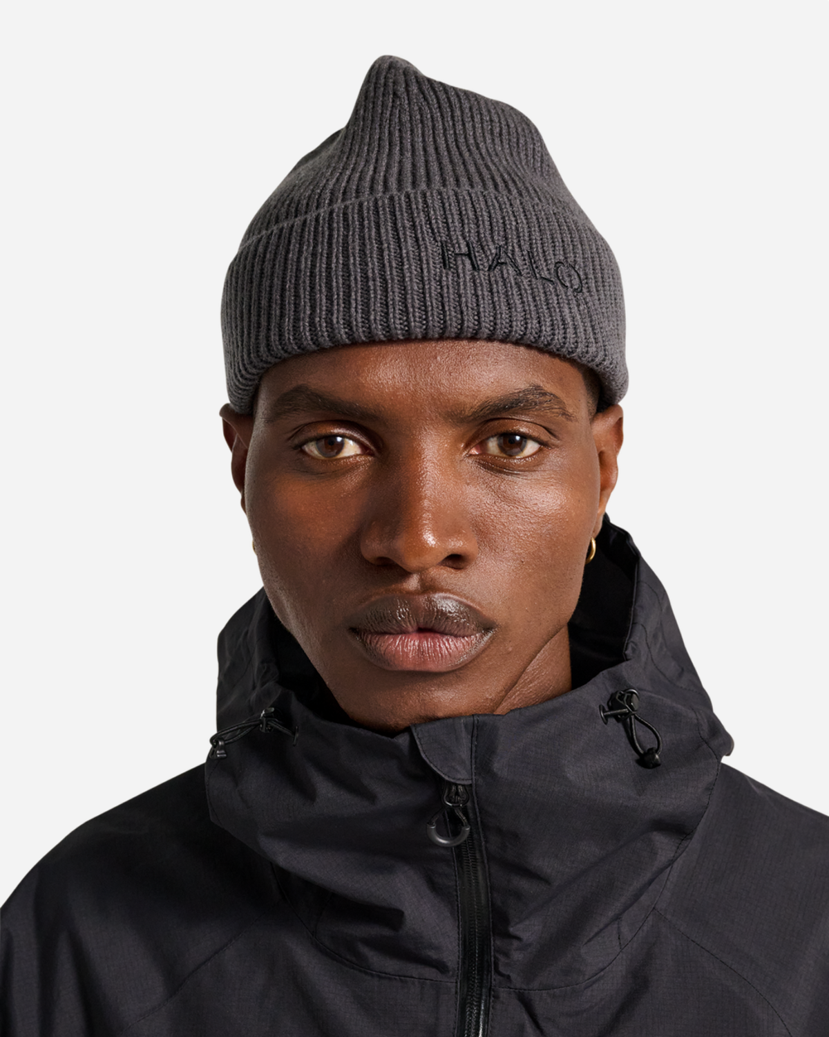 Halo Wool Rib Beanie - Asphalt
