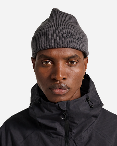 Halo Wool Rib Beanie - Asphalt