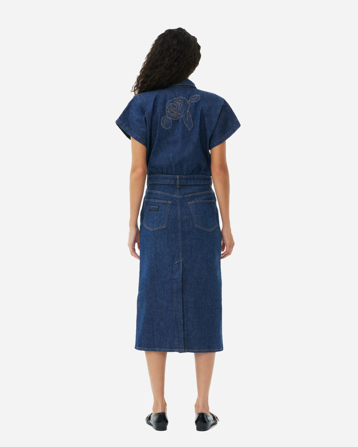 Rinse Stitch Denim Midi Dress - Rinse