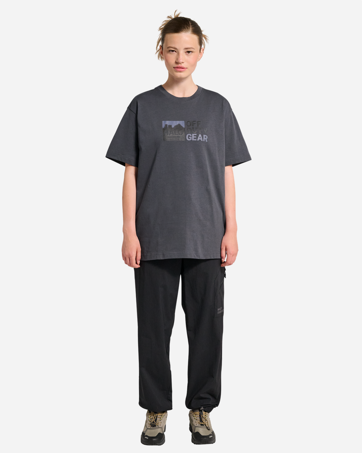 Halo Graphic T-Shirt - Asphalt/Neon Blue