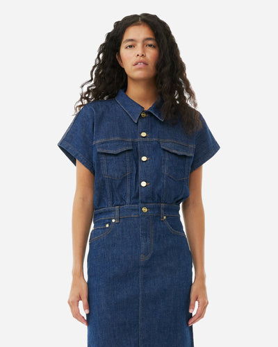 Rinse Stitch Denim Midi Dress - Rinse