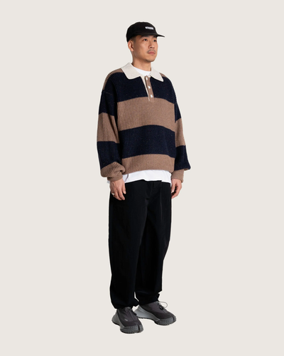 Lotu Striped Polo - Navy Striped