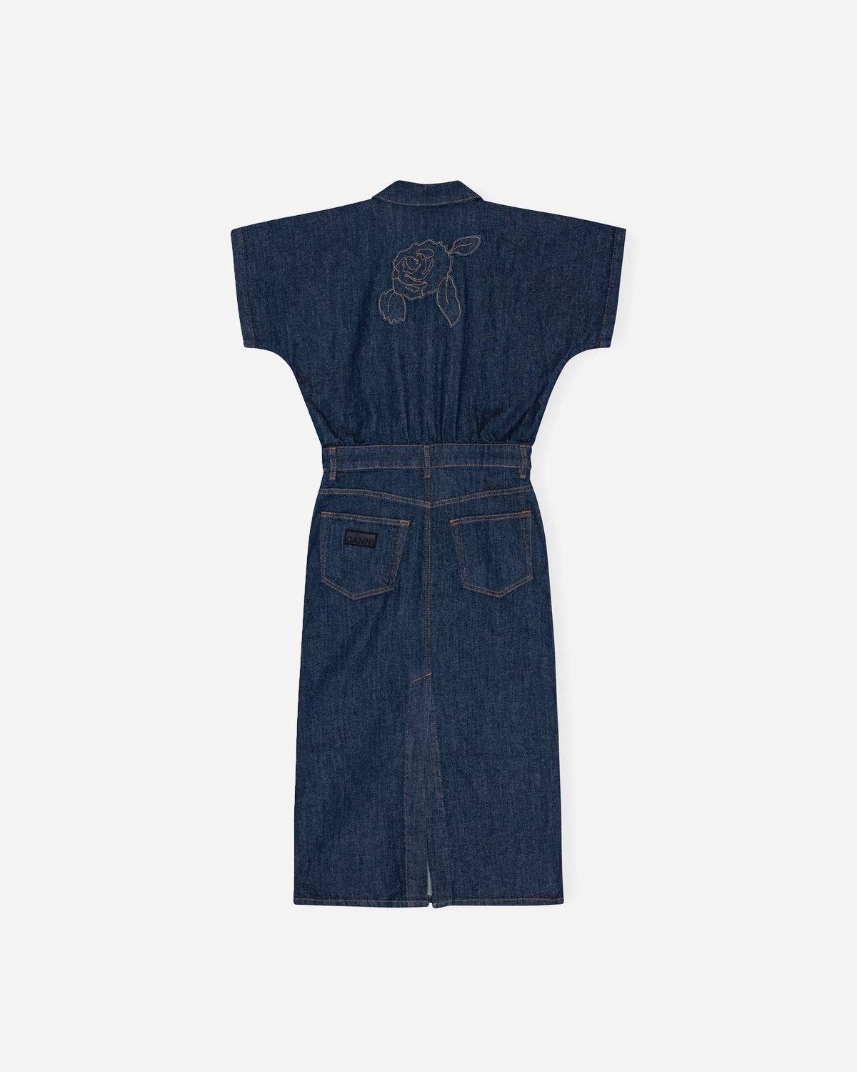 Rinse Stitch Denim Midi Dress - Rinse