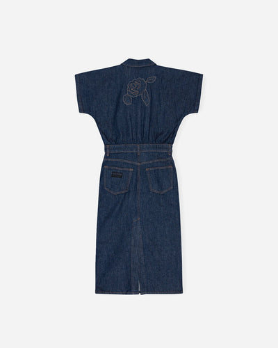 Rinse Stitch Denim Midi Dress - Rinse