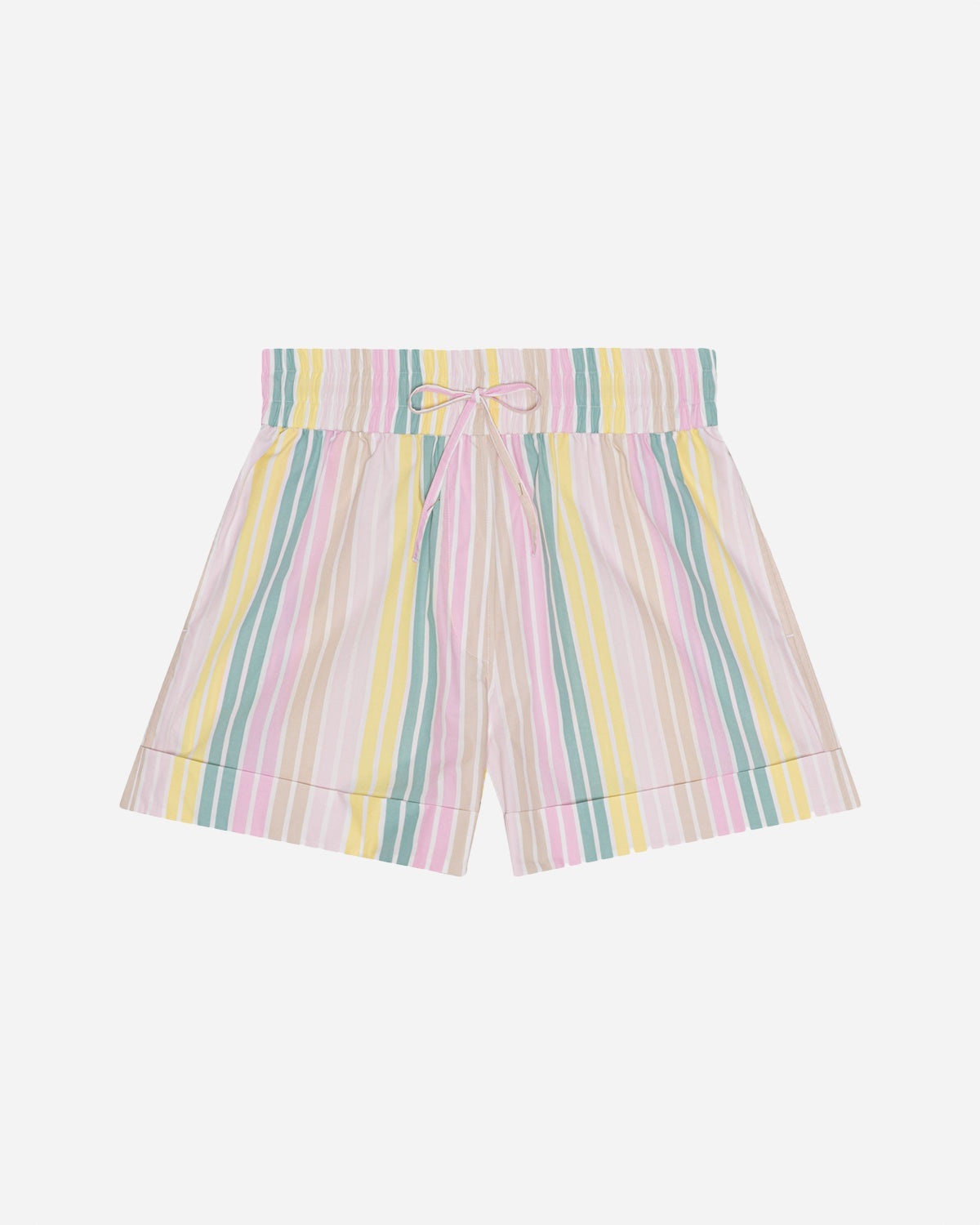 Stripe Cotton Elasticated Shorts - Multicolour - Ganni - Munkstore.dk