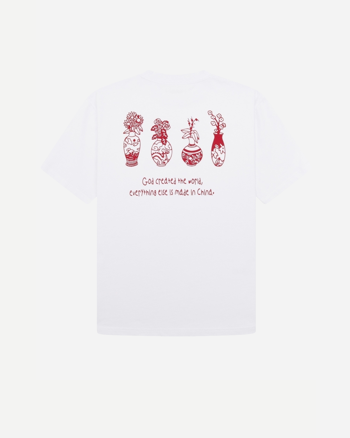 Balo Vase Tee - White-Red