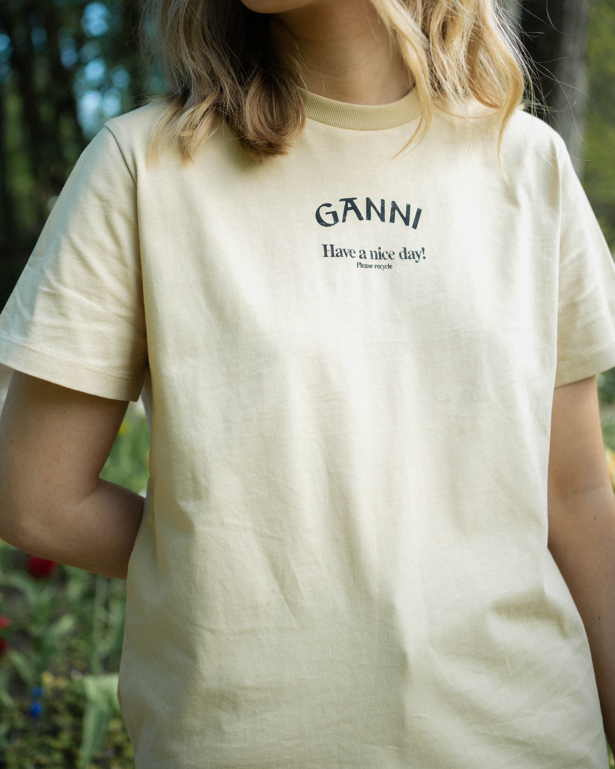 Basic Jersey Ganni Relaxed T-shirt - Pale Khaki