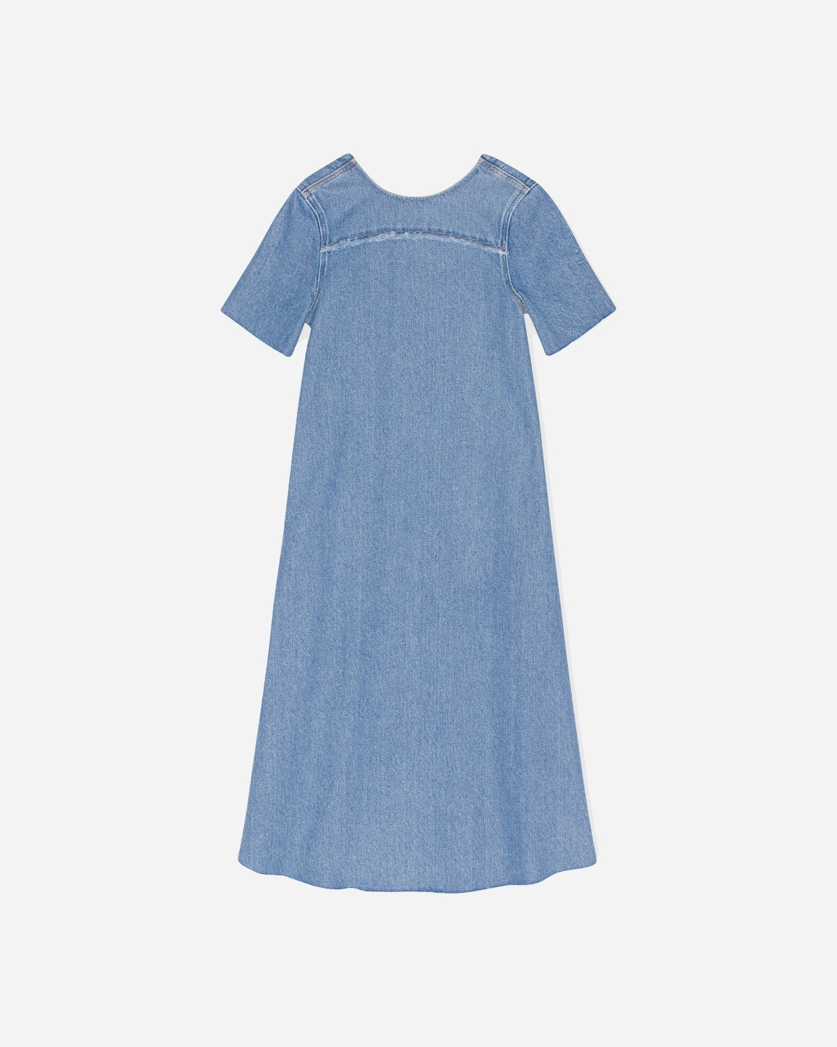 Heavy Denim A-line Midi Dress - Light Blue Stone