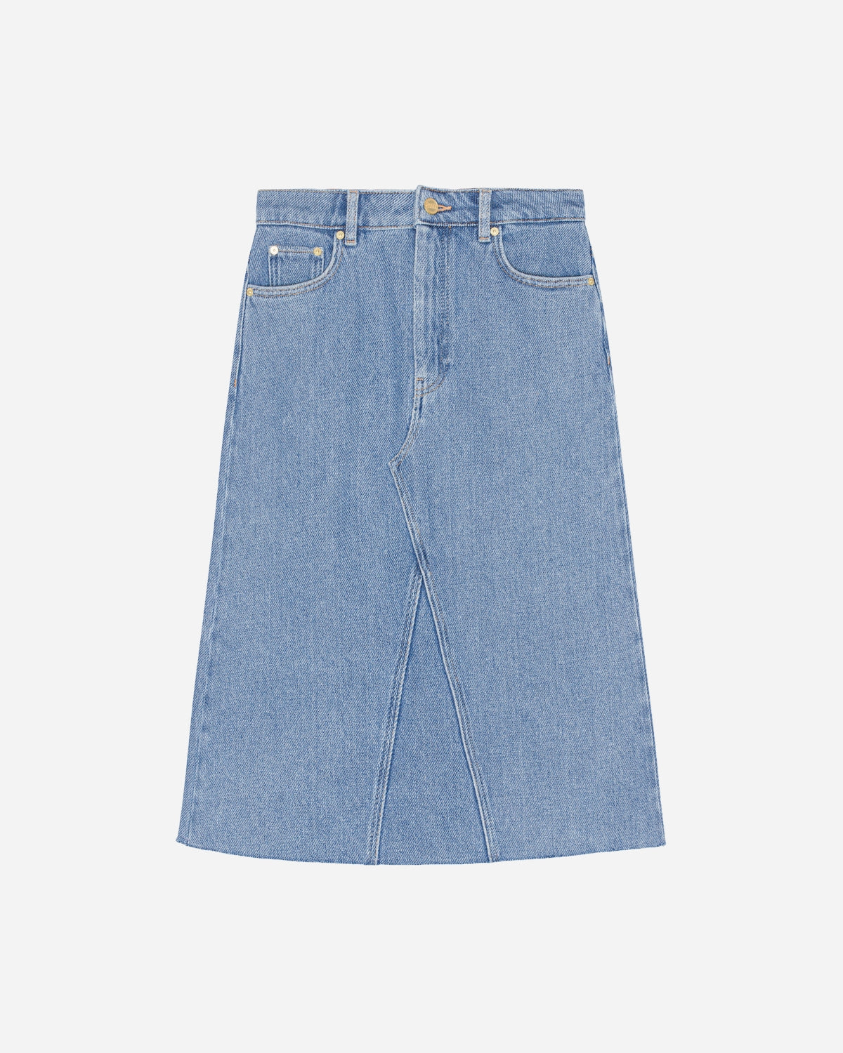 Heavy Denim Midi Skirt - Light Blue Stone