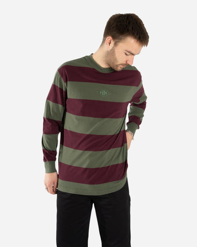 Boxy Tee Long Sleeve - Burgundy Stripe - Munk Store