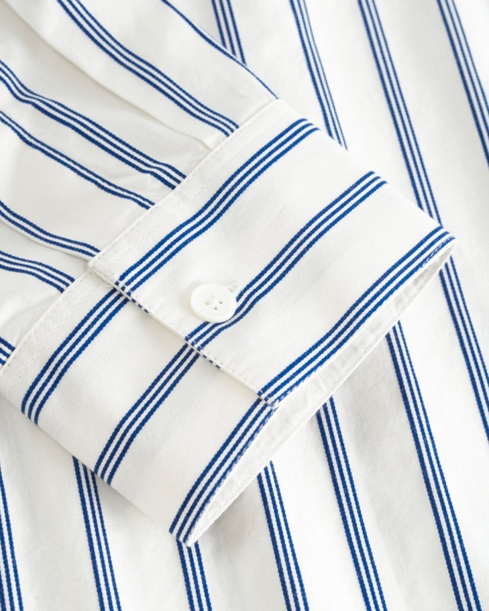 Charlene Poplin Stripe Shirt - Royal Blue Stripes - Munk Store