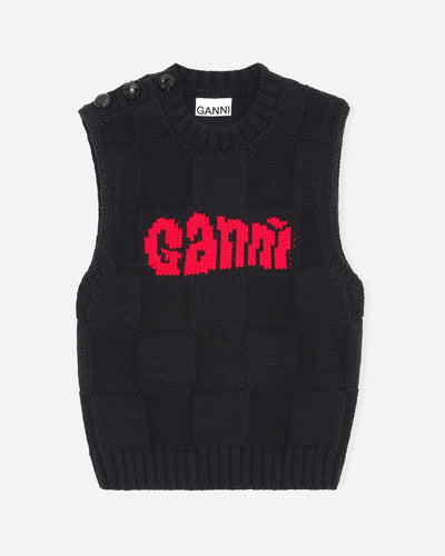 Cotton Rope Knit Vest - Black - Munk Store