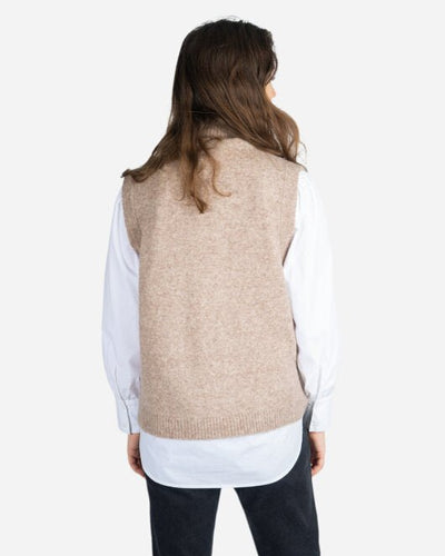 Elisha Neck Waist Coat - Oat Melange - Munk Store