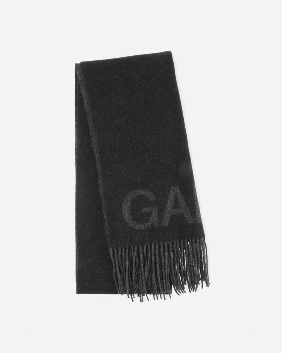 Fringed Wool Scarf - Black - Munk Store