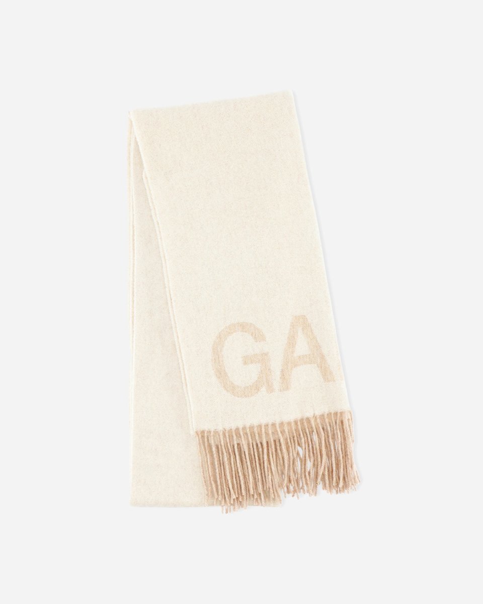 Fringed Wool Scarf - Egret - Munk Store