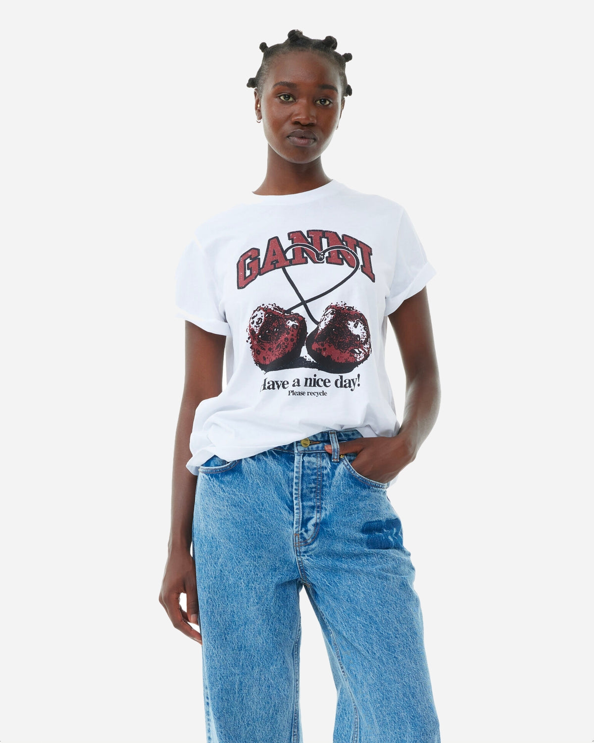 Basic Jersey Cherry Relaxed T-shirt - Bright White