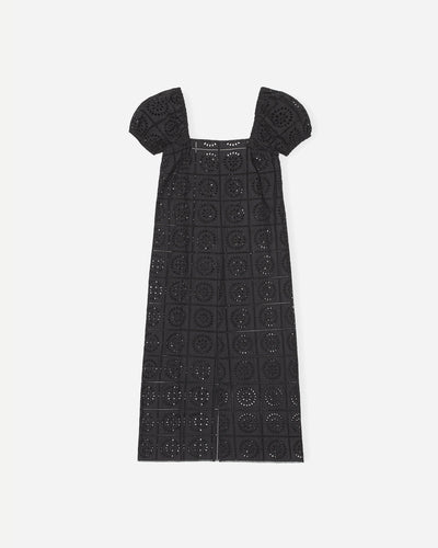 Broderie Anglaise Midi Dress - Black - Ganni - Munkstore.dk