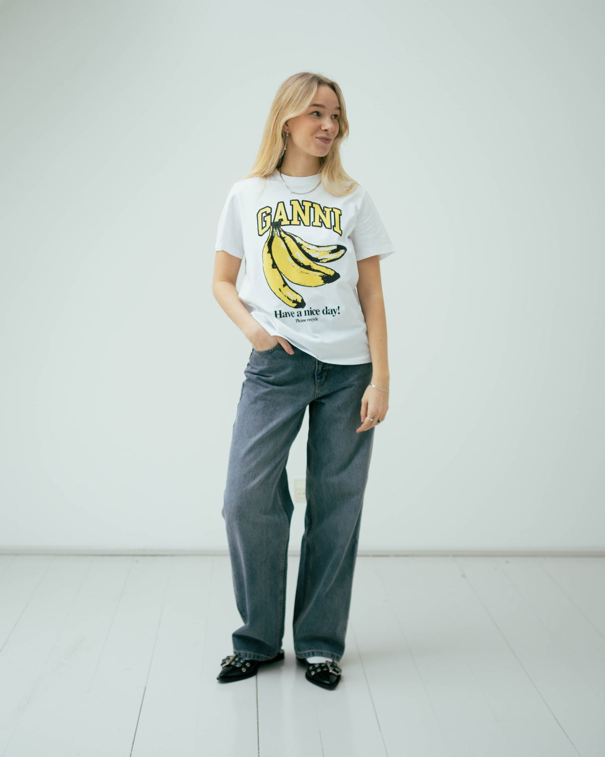 Basic Jersey Banana Relaxed T-shirt - Bright White