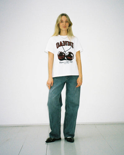 Basic Jersey Cherry Relaxed T-shirt - Bright White