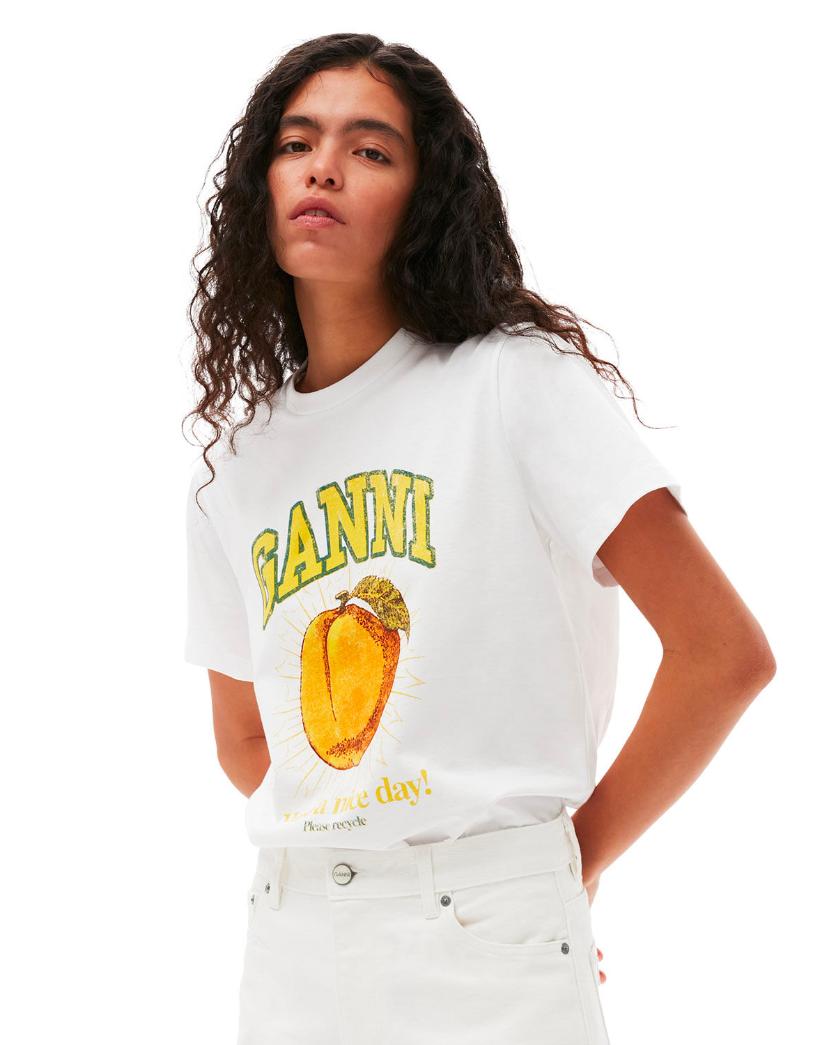 Basic Jersey Peach Relaxed T-shirt - Bright White