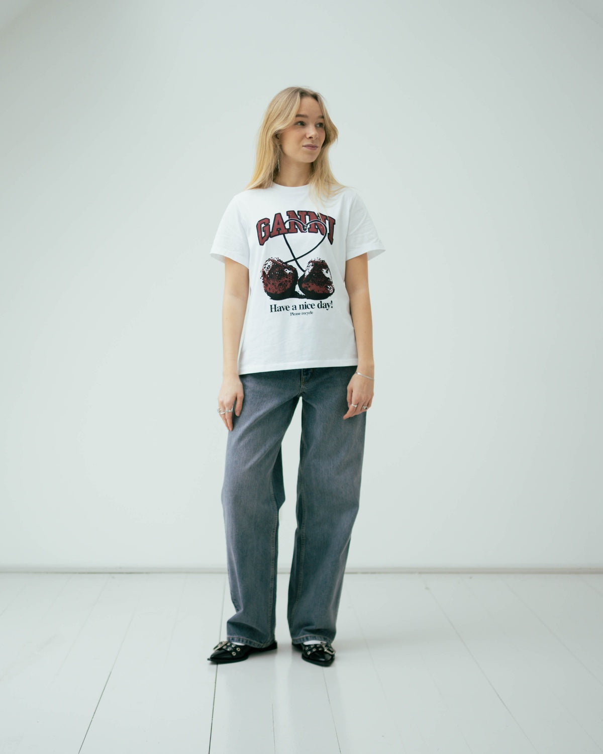 Basic Jersey Cherry Relaxed T-shirt - Bright White