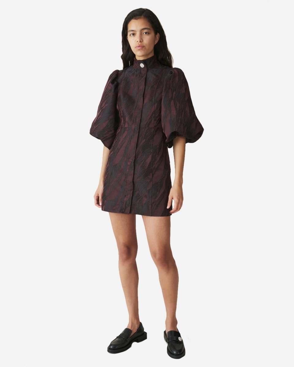 Jacquard Mini Dress - Decadent Chocolate - Munk Store