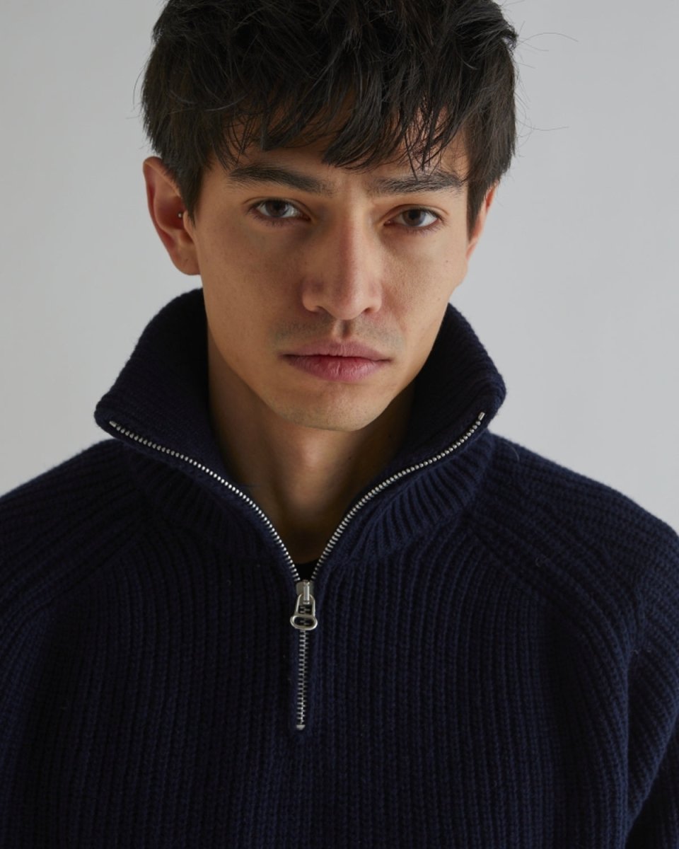 Lass Knit Half-Zip - Navy - Munk Store