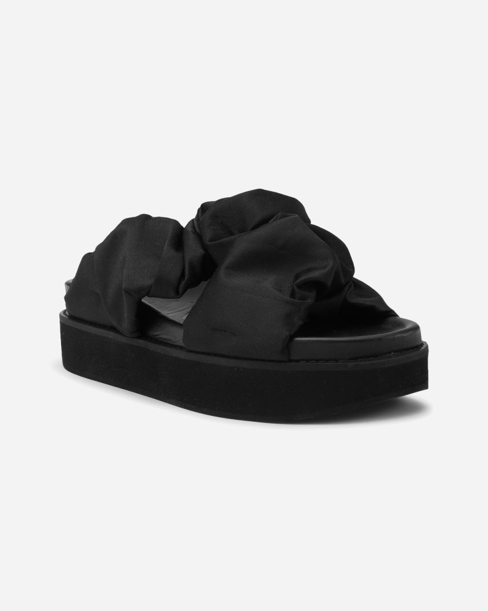 Low Flatform Ruched Sandal - Black - Munk Store