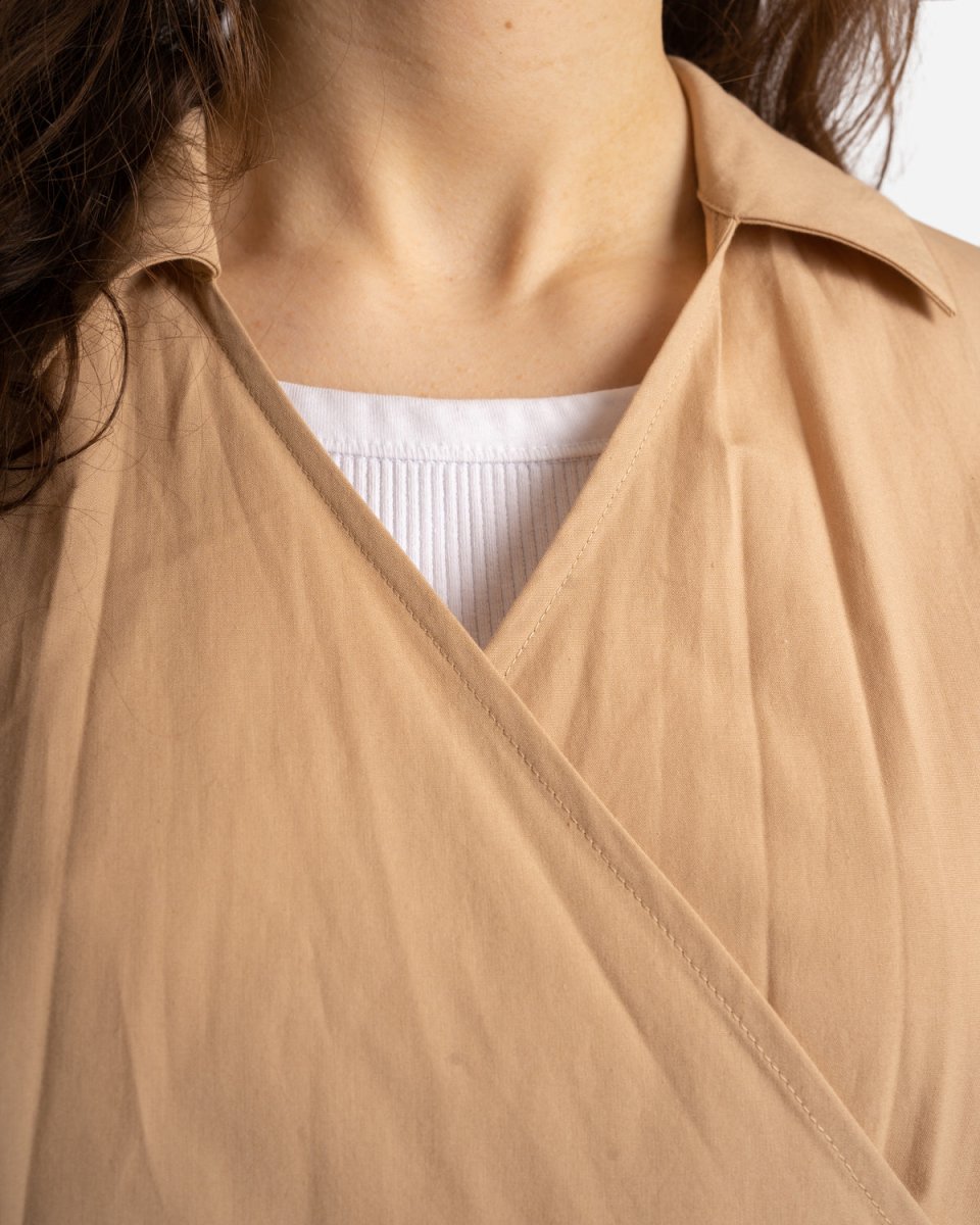 Oversized Overlap Blouse - Beige - Munk Store