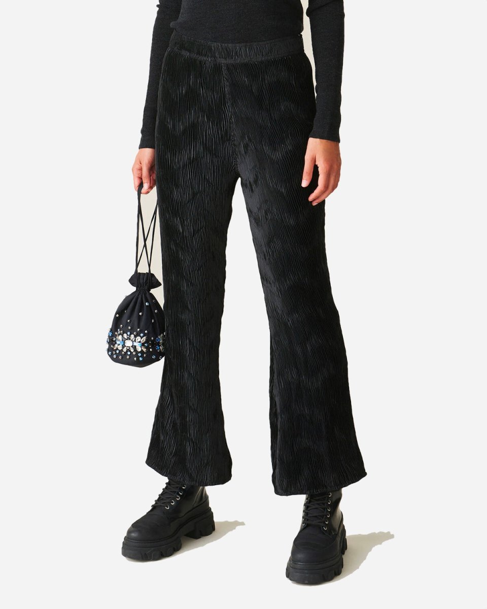 Pleated Satin Pants - Black - Munk Store