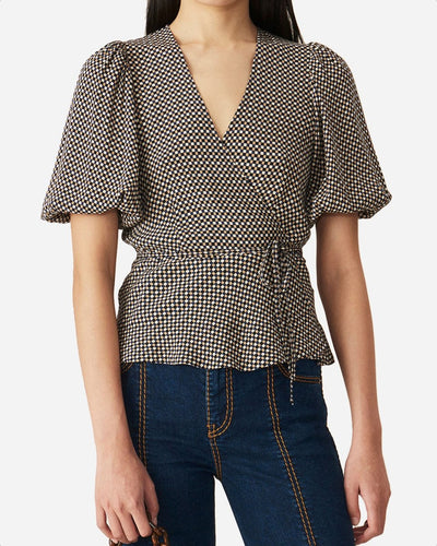 Printed Crepe Blouse - Tannin - Munk Store