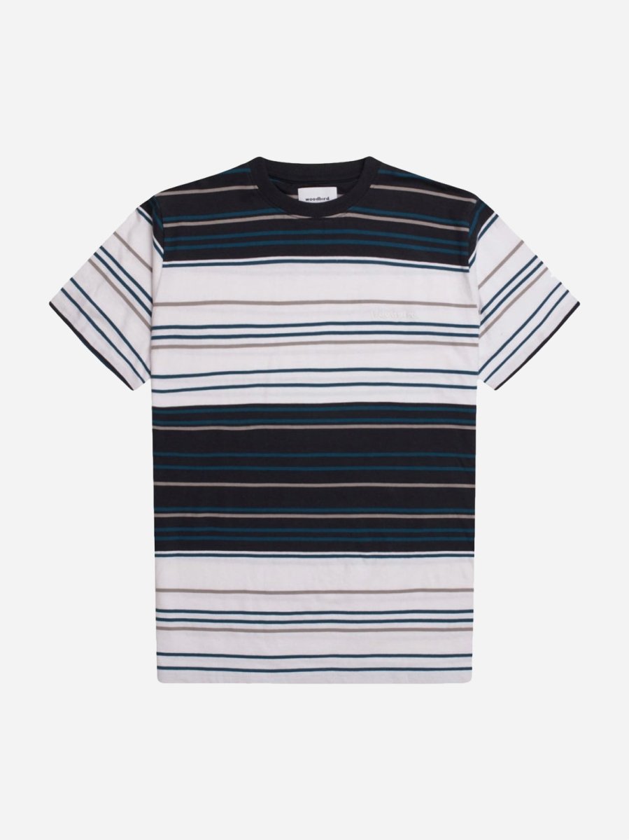 Ranbo Stripe Tee - White/Navy/Teal/Grey - Munk Store