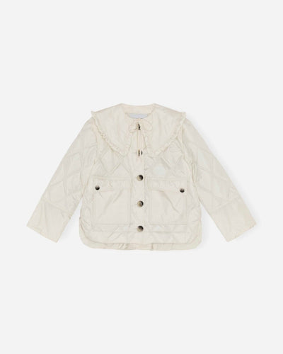 Ripstop Quilt Frill Collar Jacket - Egret - Munk Store
