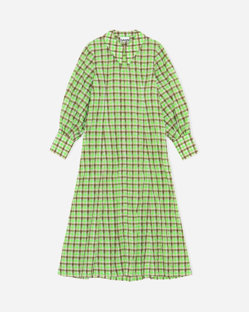 Seersucker Check Maxi Dress - Oyster Grey - Munk Store