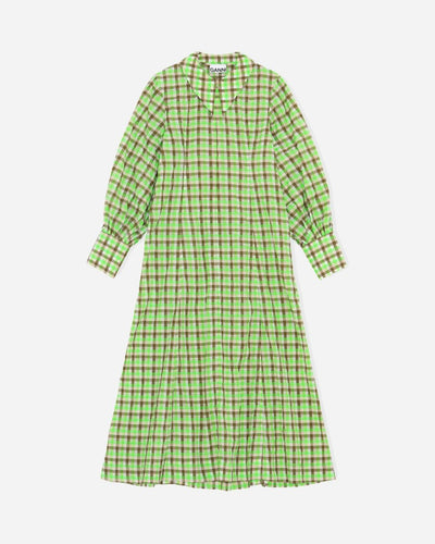 Seersucker Check Maxi Dress - Oyster Grey - Munk Store