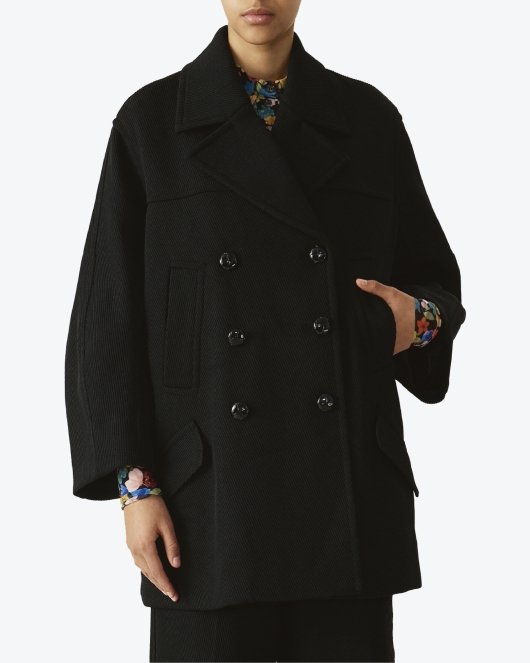 Twill Oversized Coat - Black - Munk Store