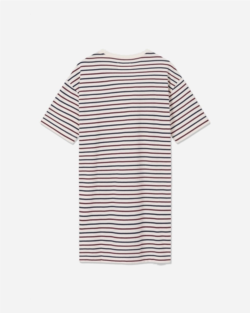 Ulla Stripe Dress - Off-White/Burgundy - Munk Store