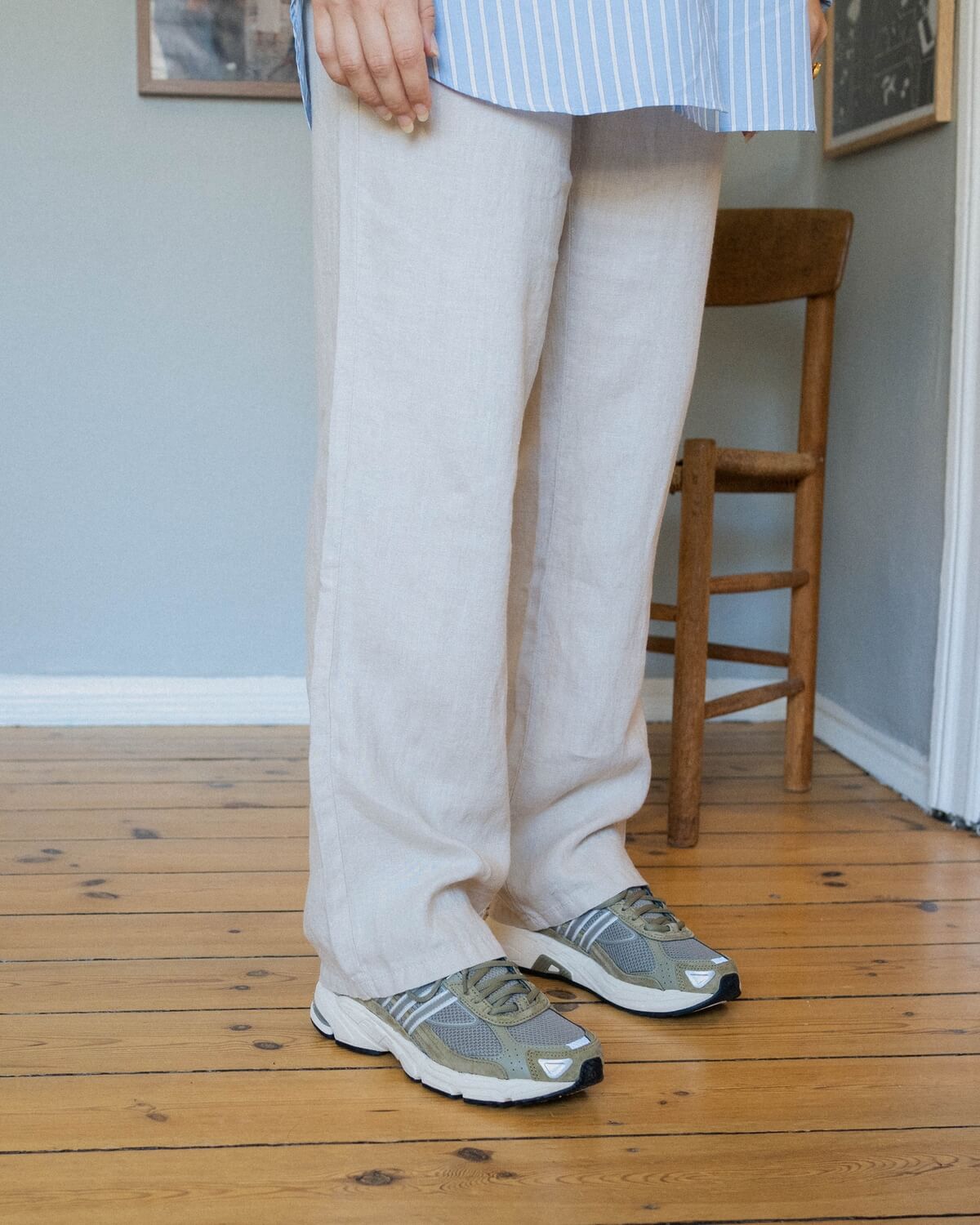 Eik Linen Pant - Sand - Woodbird - Munkstore.dk